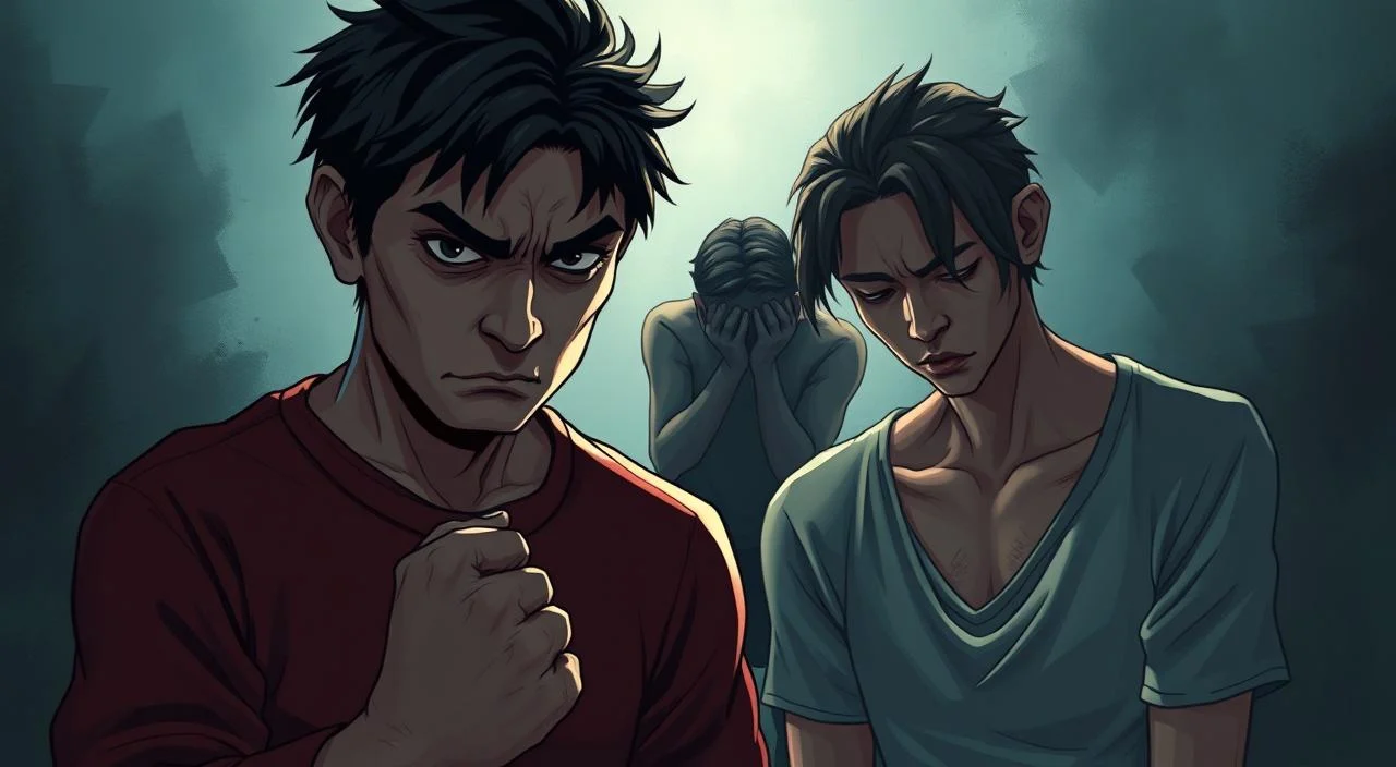 A detailed illustration depicting the distinct conceptual differences between anxiety and depression. In the foreground, a figure representing anxiety - tense, agitated, with a furrowed brow and clenched fists. In the middle ground, a figure representing depression - hunched, lethargic, with a pained expression. The background subtly shifts between cool, unsettling tones and warmer, more melancholic hues, visually conveying the emotional complexities of these mental health conditions. Dramatic, cinematic lighting casts dramatic shadows, emphasizing the weight and depth of the subject matter. The scene is rendered with a painterly, high-detail aesthetic to draw the viewer into the nuanced psychological landscape.