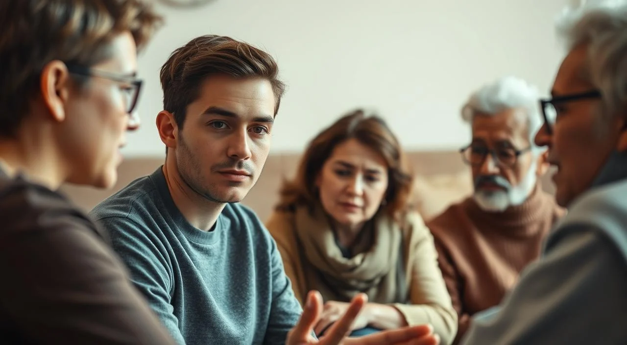 A diverse group of individuals from different walks of life, each engaging in thoughtful psychotherapy sessions. In the foreground, a young adult patient speaking earnestly with their therapist, a caring and attentive professional. In the middle ground, a middle-aged person reflecting introspectively, while an elderly individual listens intently. The background is softly blurred, evoking a sense of introspection and personal growth. The lighting is warm and soothing, creating an atmosphere of comfort and safety. Captured with a slightly wide-angle lens to convey the inclusive and expansive nature of the therapeutic experience.