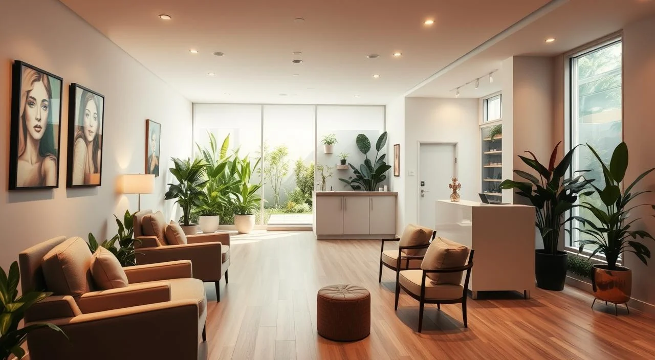 A modern psychotherapeutic treatment center, with a warm, calming atmosphere. In the foreground, a cozy therapy room with soft lighting, plush chairs, and soothing artwork on the walls. In the middle ground, a reception area with a clean, minimalist design and friendly staff. In the background, a serene garden oasis, with lush greenery and a tranquil water feature, encouraging introspection and emotional healing. The overall tone is one of care, comfort, and progress, reflecting the latest advancements in evidence-based psychotherapy.
