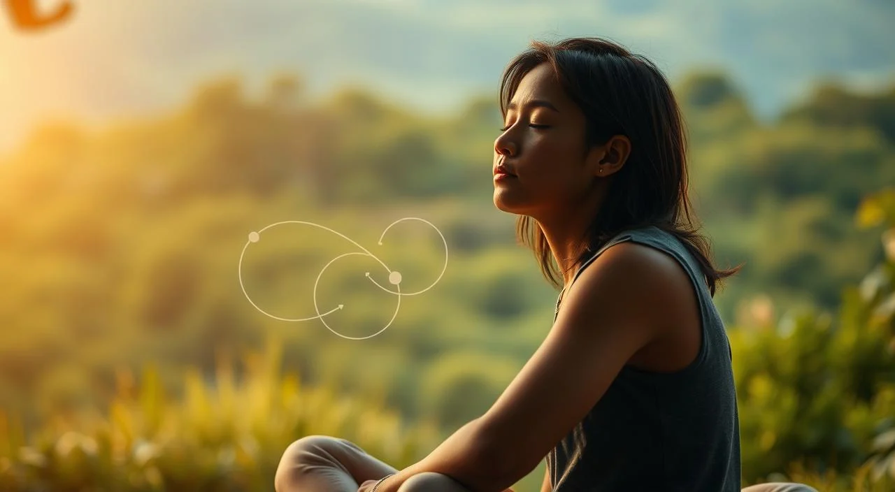 A serene and introspective scene of a person engaged in deep self-reflection, set against a peaceful, natural backdrop. The subject sits cross-legged, eyes closed, their expression one of focused contemplation. Warm, diffused lighting illuminates their face, creating a sense of inner calm and clarity. In the middle ground, an abstract representation of a feedback loop, with flowing lines and shapes symbolizing the exchange of insights and growth. The background depicts a lush, verdant landscape, hinting at the fertile ground for personal development and the interconnectedness of self-knowledge and external perspectives.