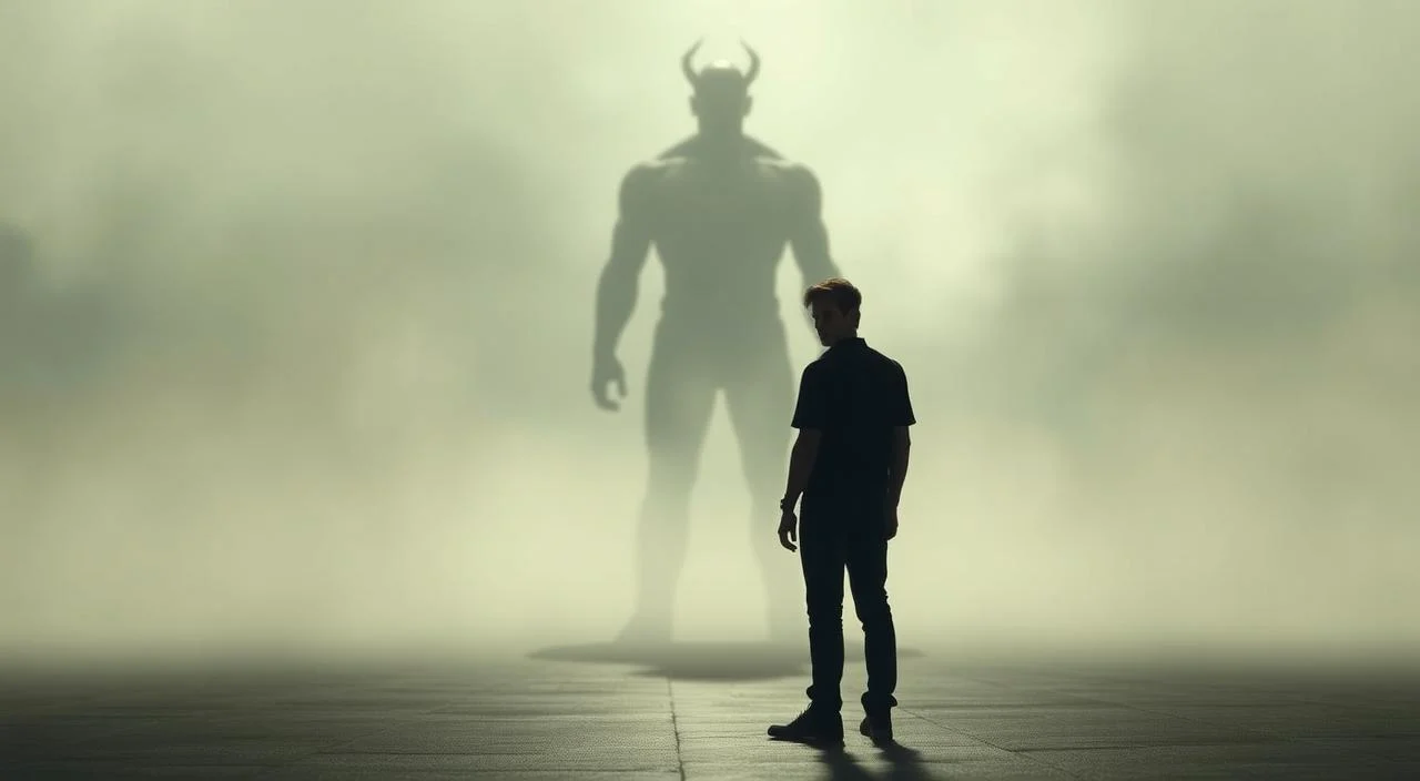 A serene, introspective scene depicting the metaphorical "fear of judgment." In the foreground, a solitary figure stands alone, their face obscured, representing the individual's inner turmoil. The middle ground features a towering, intimidating silhouette, symbolizing the perceived judgment of others. The background is hazy and dreamlike, conveying the abstract, psychological nature of this emotional experience. Soft, muted lighting casts a contemplative atmosphere, while the composition emphasizes the central figure's isolation and vulnerability. The overall mood is one of contemplation, unease, and the desire to break free from the shackles of others' perceptions.