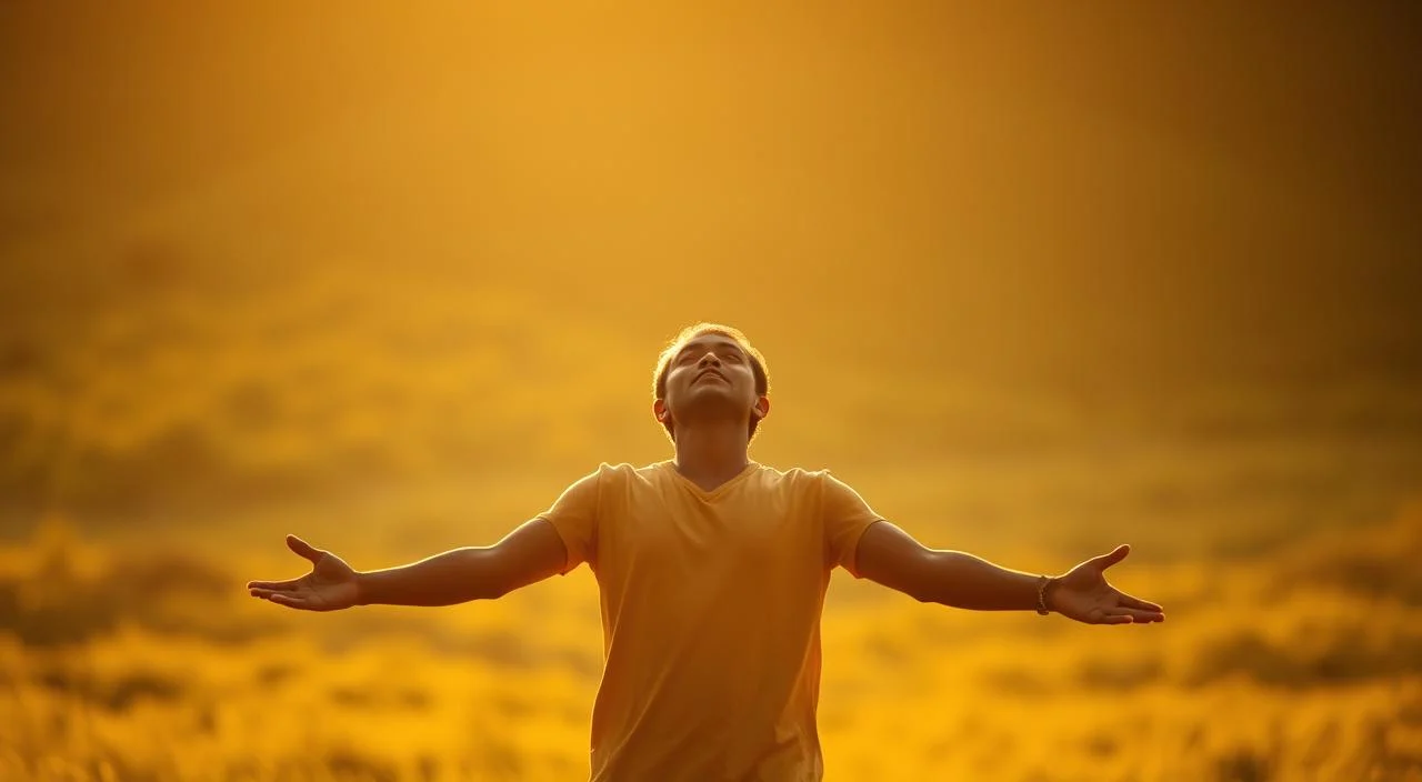 A serene, introspective scene of a person overcoming the fear of judgment and vulnerability. In the foreground, a lone figure stands tall, arms outstretched, bathed in warm, golden light. Their expression is one of quiet determination, as they shed the shackles of self-doubt. In the middle ground, a lush, verdant landscape unfolds, symbolizing the growth and renewal that comes from facing one's fears. The background is softly blurred, suggesting a sense of focus and clarity. The overall mood is one of empowerment, resilience, and the transformative power of embracing vulnerability.