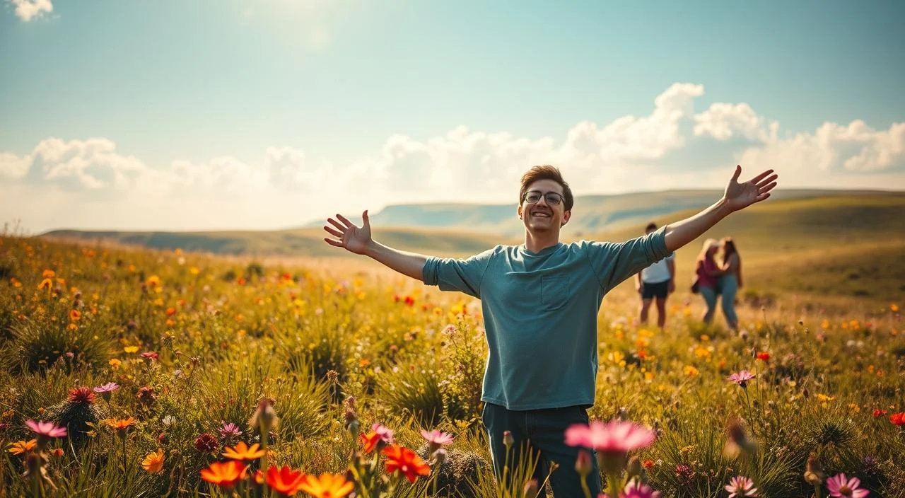 A tranquil, sun-dappled meadow, with vibrant wildflowers and a gentle breeze. In the foreground, a person stands confidently, arms outstretched, embracing the freedom to explore and create without fear. Their expression radiates a sense of curiosity and joy, as they navigate the path of innovation. In the middle ground, a diverse group of individuals collaborate, exchanging ideas and supporting one another's growth. The background depicts a serene, rolling landscape, with soft, painted-like clouds drifting overhead, conveying a sense of openness and possibility. The overall scene embodies the spirit of "innovation without fear of failure," inspiring a mindset of personal and professional exploration.