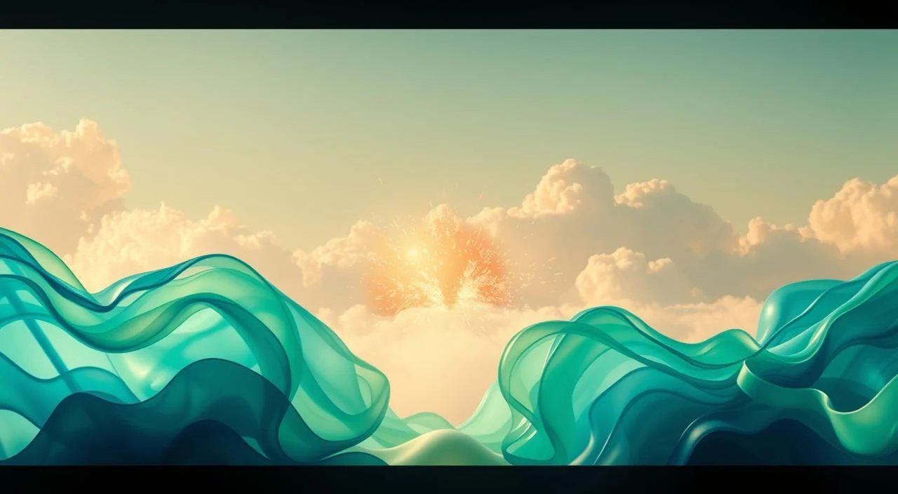 A vibrant, abstract scene depicting the transformation of negative thoughts into positive energy. The foreground features fluid, swirling shapes in a gradient of blues and greens, symbolizing the shifting of the mind. In the middle ground, bursts of warm, golden light emerge, representing the flourishing of positive mindsets. The background is a serene, cloud-like expanse in soft, pastel hues, creating a sense of tranquility and openness. Dramatic lighting casts dynamic shadows, emphasizing the dynamic, evolving nature of this mental journey. The overall composition conveys a sense of movement, growth, and the empowering transition from darkness to light.