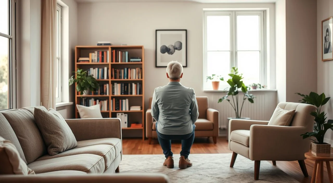 A warm and inviting therapy room, with a comfortable couch and armchair in the foreground. The walls are painted in soft, soothing colors, and large windows let in natural light, creating a calming atmosphere. In the middle ground, a therapist sits facing the client, their body language conveying empathy and attentiveness. The background features a bookshelf filled with psychology-related books, a potted plant, and perhaps a piece of artwork on the wall, suggesting a serene and professional setting. The lighting is soft and diffused, creating a sense of tranquility and introspection. The overall scene evokes a safe, supportive environment for psychological exploration and personal growth during times of transition.