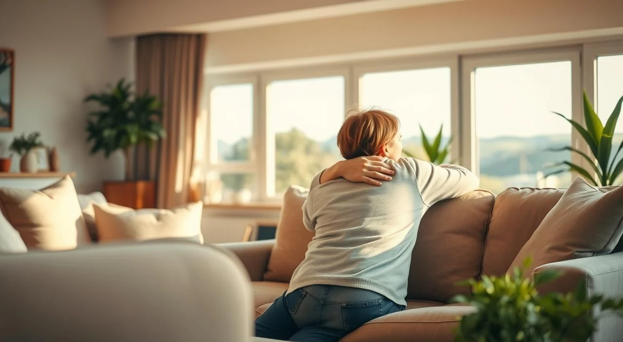 A warm, inviting living room setting with plush, comfortable furniture. In the foreground, a person sitting on a couch, offering a comforting embrace to another person who appears distressed. Soft, natural lighting fills the space, creating a sense of safety and understanding. The middle ground features calming, neutral-toned decor and plants, fostering an atmosphere of emotional support. In the background, a window overlooking a peaceful, natural landscape, symbolizing the restorative power of nature. The overall mood is one of empathy, care, and the importance of emotional connection during difficult times.