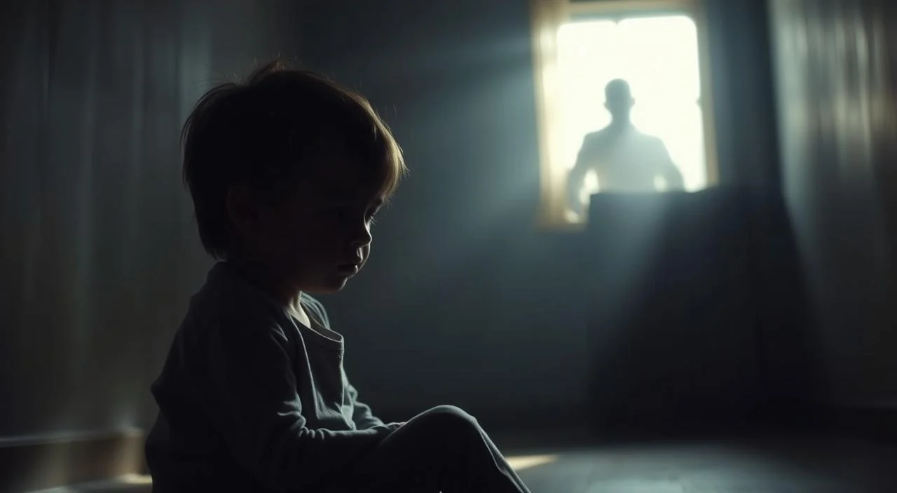 A young child, shoulders hunched, face obscured by shadows, sits alone in a dimly lit room. The air is heavy with a sense of unease, the walls closing in, as if the child's anxiety manifests physically. Muted colors and soft, diffused lighting create an atmosphere of emotional tension, highlighting the child's inner turmoil. In the background, blurred shapes suggest the presence of looming, overbearing figures, the sources of the child's distress. The composition draws the viewer's focus inward, inviting empathy and a deeper understanding of the emotional roots of childhood anxiety.