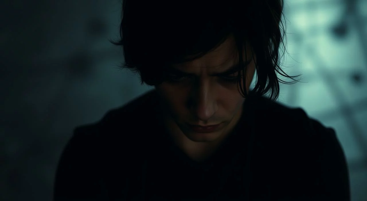 Dramatic portrait of a person overwhelmed by the fear of judgment, with a palpable sense of emotional distress and vulnerability. The figure appears isolated, shoulders hunched, eyes downcast, as if consumed by self-consciousness and the perceived scrutiny of others. A dim, atmospheric lighting casts shadows that reflect the internal turmoil, while a blurred, indistinct background suggests the disconnection from the outside world. An evocative, introspective scene that captures the profound impact of judgment anxiety on personal relationships and everyday life.